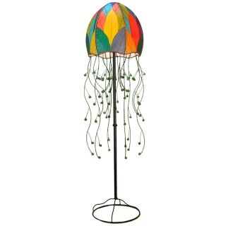 Eangee Jellyfish Multicolor Cocoa Leaves 64" High Floor Lamp   #M2121