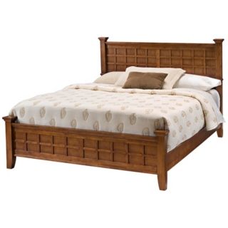 Arts and Crafts Cottage Oak Lattice Queen Bed   #W3224
