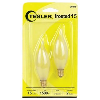 Tesler 15 Watt 2 Pack Frosted Bent Tip Candelabra Bulbs   #96079