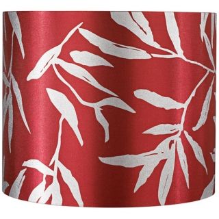 Red Drum with Silver Leaves Lamp Shade 12x12x10 (Spider)   #X0404