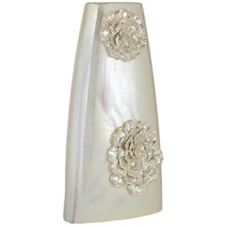 Large Dahlia Ceramic Triangle Ivory Vase   #U5186