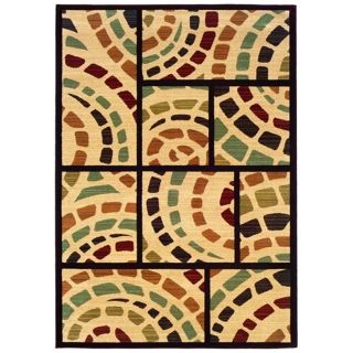 Durand Collection Mosaic Beige and Black Area Rug   #T6958