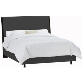 Tufted Headboard Black Microsuede Bed (California King)   #P2423