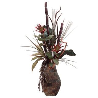 Sugar Cane and Protea in Decorative Container Faux Flowers   #N6762