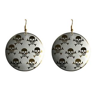 USD $ 1.69   Round Glossy Skull Printed Earring,