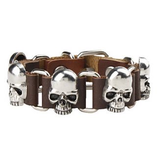 EUR € 5.88   Vergrendeling Skull bezaaid Lederen armband, Gratis