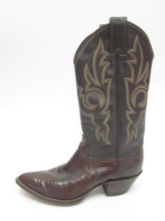 Justin Brown Espresso Embroidered Cowboy Boots Sz 6