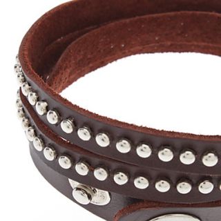 EUR € 3.95   Bruin Double Layer Rivet Leather Bracelet, Gratis