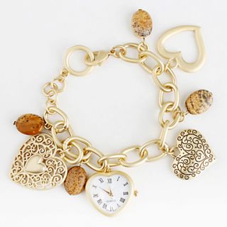 EUR € 11.95   Analoge Damen Quarz Armbanduhr in Herzform (Gold