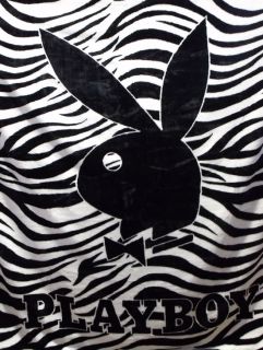 and White Zebra Print Playboy Bunny Blanket King Size 84 x 94