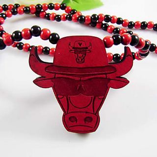 USD $ 5.89   Bull Head Pattern Wooden Necklace,