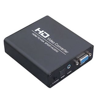 HDMI a VGA y de vídeo de audio SPDIF caja convertidora (negro)