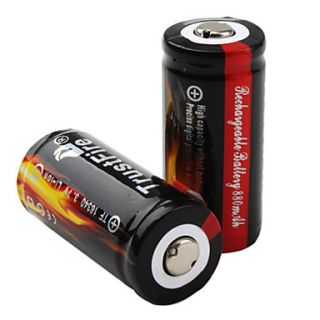 USD $ 6.99   TrustFire 16340 3.7V 880mAh Rechargeable Batteries (2