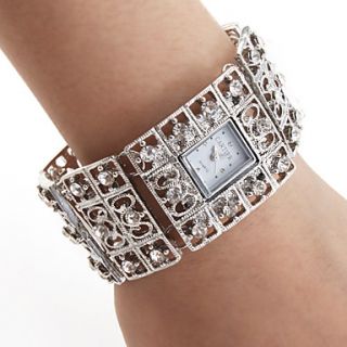 vrouwen zilveren armband horloge met witte czechic diamant decoratie