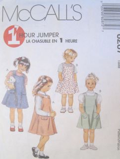 Childs Jumper Sewing Pattern McCalls 8287 New One Hour