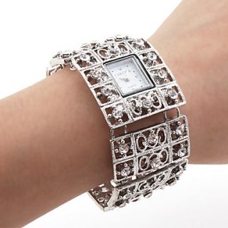 vrouwen zilveren armband horloge met witte czechic diamant decoratie