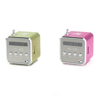 Min USB Cube Style Speaker with FM Radio and MicroSD Reader (Assorted
