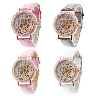 EUR € 4.41   Kvinder Leopard Design PU Analog Quartz Wrist Watch