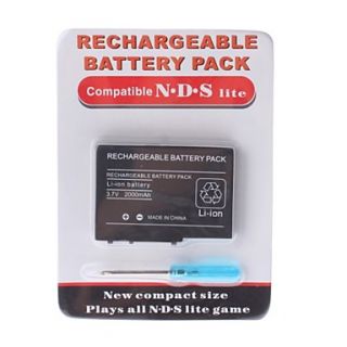 Rechargeable Battery Pack for Nintendo DS Lite + Screwdriver (2000mAh)