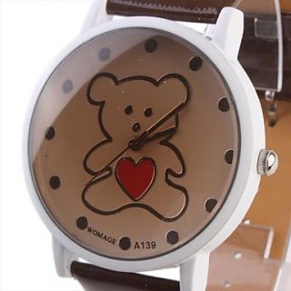 USD $ 4.79   Lovely Bear Fashion Girl Women Wrist Watch Brown A139