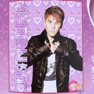 Justin Bieber Fleece Throw Blanket 50 x 60 JB of Hearts Pink Purple