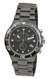 New Mens Quartz Chronograph Black Ceramic Wrist Watch Mzkanab
