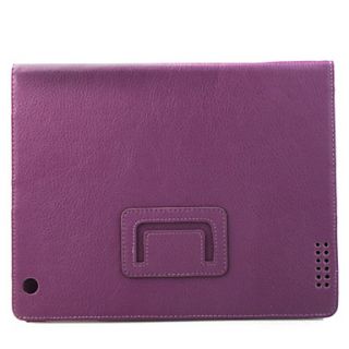 Litchi Grain Style PU Leather Case and Stand for Apple iPad 2 (Purple