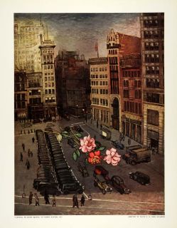 1939 Print Union Square Roses Kantor New York City Automobile Farewell
