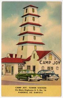 Linen Postcard Camp Joy Tower Station in Kadoka, South Dakota