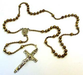 Vintage Catholic Kant Tangle Holy Rosary Old Brass Metal Beads