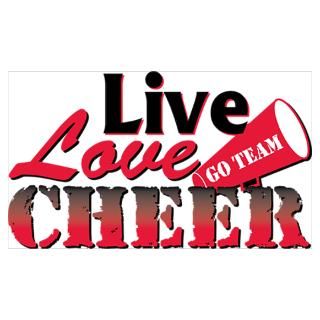 Wall Art  Posters  Live Love Cheer Red GT Poster