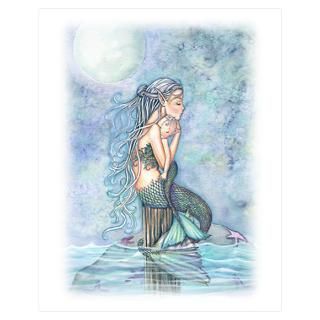 Mother and Baby Mermaid Wall Art Poster