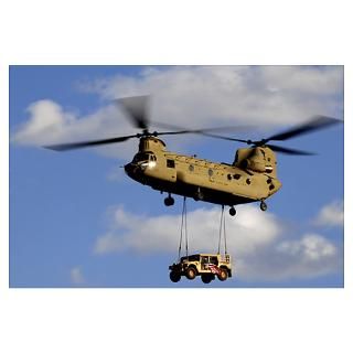 Army CH 47 Chinook helicopter transports a