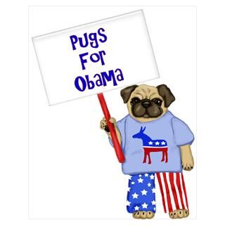 Wall Art  Posters  Pugs For Obama Poster