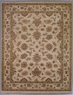 8x10 Ivory Gold Persian Kashan Oriental Hand Knotted Wool Area Rug