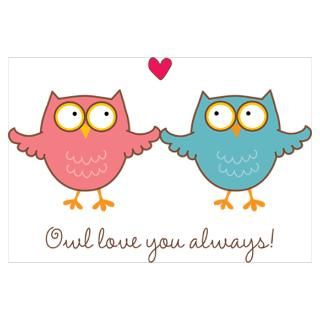 Wall Art  Posters  owls in love Poster