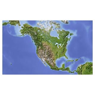 Wall Art  Posters  Relief Map of North America