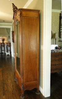 Antique French Country Louis XV Single Door Rosewood Armoire Linen