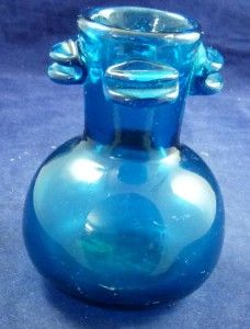 Karlin Rushbrooke Sculpture Studio Art Glass Blue Vase 3 1972 No 176