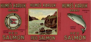 Humes Karluk Vintage Salmon Can Label San Francisco CA