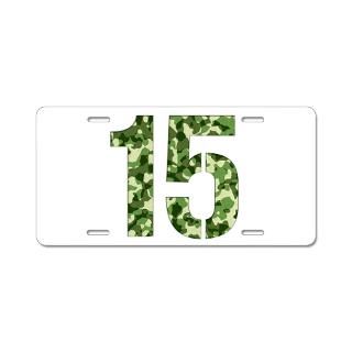 Number 15 Camo Aluminum License Plate for $19.50