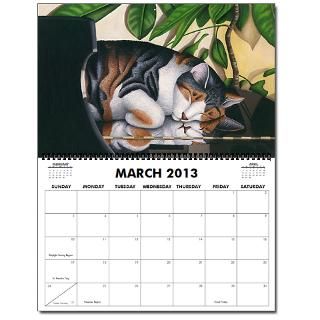 22x17 2009 2013 Wall Calendar #6 with 13 Cat Paintings by