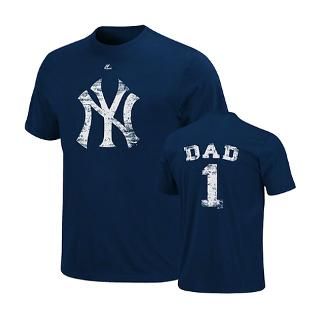 New York Yankees Navy Dad #1 Primary Logo Name and Number T Shirt