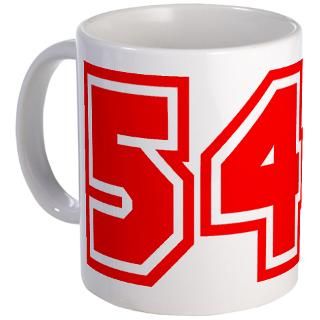 54 Gifts  54 Drinkware  Varsity Uniform Number 54 (Red) Mug