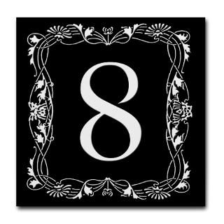 House Tile Numbers  Black and White Art Nouveau House Tile Number 8