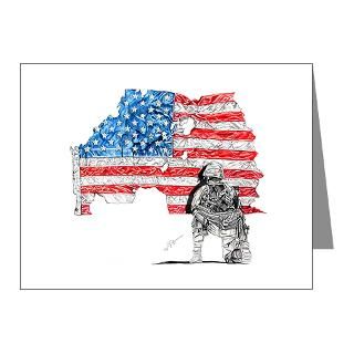 Soldier and WTC Flag   Note Cards (Pk of 10) by MilitaryMissions