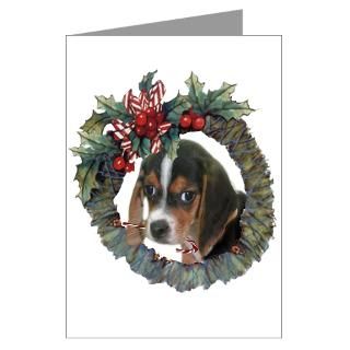Beagle Greeting Cards  Beagle Puppy Wreath Greeting Cards (Pk of 10