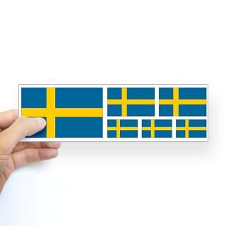 Swedish Flags Sticker 10x3 / 25x7.5cm Bumper Sticker by