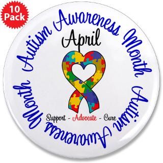 Month Buttons  Autism Awareness Ribbon 3.5 Button (10 pack