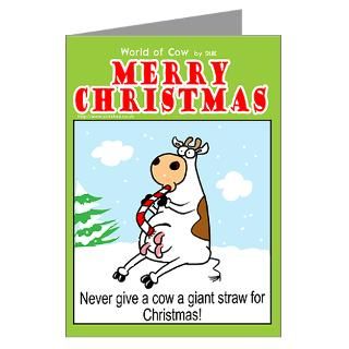 Christmas Greeting Cards  Cow and a straw Greeting Cards (Pk of 20